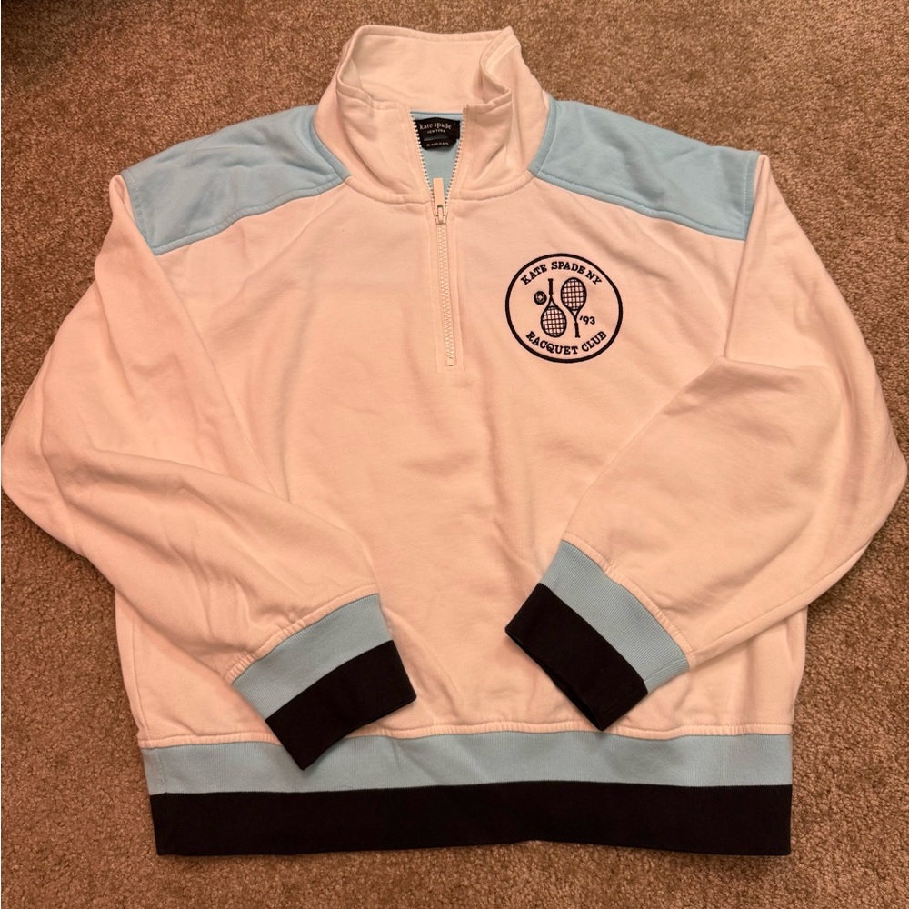 Kate Spade Tennis Raquet Club Quarter Zip Pullover Size M